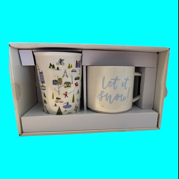 Opalhouse 2 Piece Porcelain City Scene & Let It Snow Classic Mug Box Set Unused - Picture 3 of 15